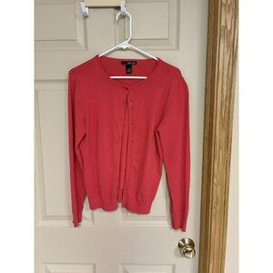 Willi Smith Button Down Cardigan Sweater Red Silk Blend Women’s Large